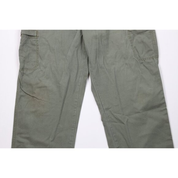 Vtg LL Bean Mens 40x30 Faded Trekking Canvas Wide Leg Cargo Pants Green Cotton - Picture 3 of 12